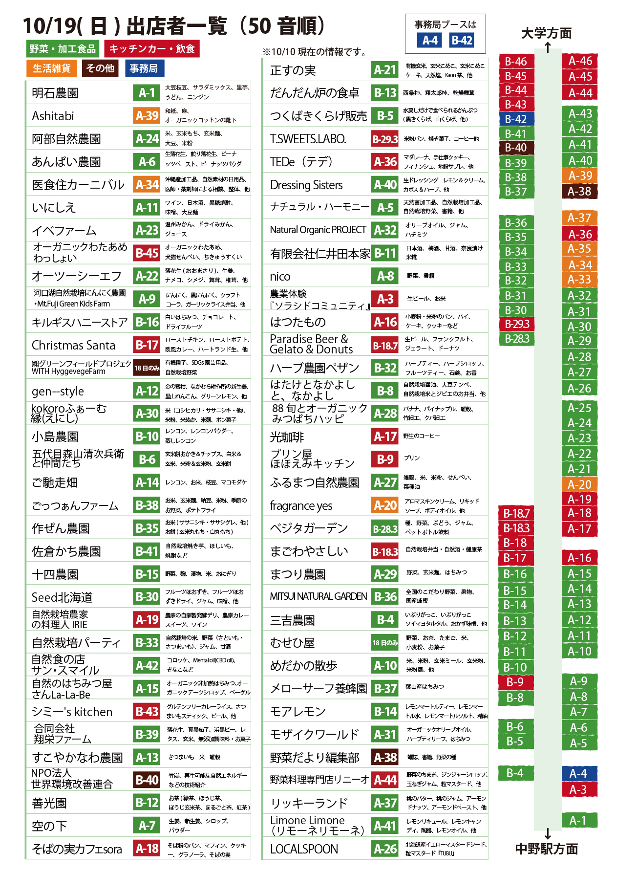 10/19（日）会場レイアウト